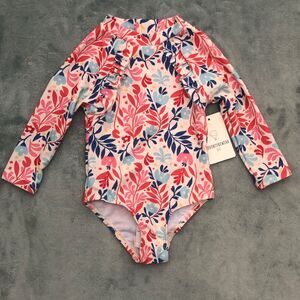NWT Adventurewear Swimsuit Baby girl 9MO‎ Multi Color Floral Ruffled Sun Protect